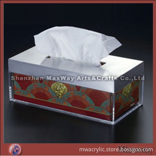 Elegant Acrylic/Perspex Napkin Case/Box with Silvery Top
